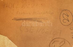 Palicz József (1931-2010): Csendélet. Olaj, farost, jelezve balra lent. Hátoldalán autográf feliratt...