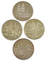 Németország 1998-2000. "Város-érmek" (4xklf) kétoldalas alpakka érmek tanúsítvánnyal, közt...