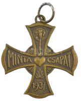 1936. "Minta Csapat" bronz cserkész medál füllel (31x29mm) T:1-