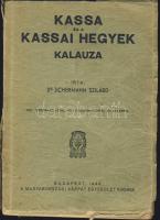 1944 Dr. Schermann Szilárd: Kassa és a kassai hegyek kalauza könyv, térképvázlatokkal és képekkel a Magyarországi Kárpát Egyesület kiadásában, sérült gerinccel