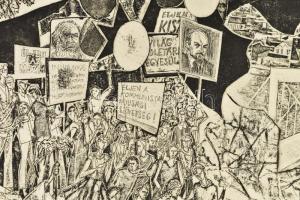 Stettner Béla (1928-1984): Ünnep, 1971. Rézkarc, papír, jelzett. Próbanyomat. Számozott (9/10). Felt...