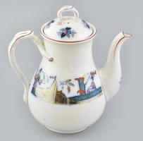 Tomor Maestrich made in Holland teáskanna. Kézzel festett kínaizáló porcelán, jelzett, hibátlan, 1900-20 körül, m: 26 cm