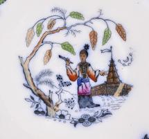 Tomor Maestrich made in Holland teáscsésze aljjal. Kézzel festett kínaizáló porcelán, jelzett, hibát...