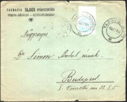 1933 Kézdivásárhelyi gyógyszerész kézzel írt levele a "Bajnok" Gyógyszertár fejléces borít...