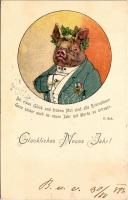 1898 (Vorläufer) Glückliches Neues Jahr! / New Year greeting art postcard with pig. litho (fl)
