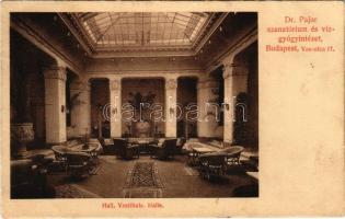 1912 Budapest VIII. Dr. Pajor szanatórium és vízgyógyintézet, hall, belső. Id. Weinwurm Antal kiadása. Vas utca 17. (Rb)