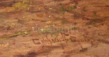 Gutaházy Németh Gyula (1892-1959): Lovasszekér a vásáron. Olaj, vászon, jelezve jobbra lent, kissé s...