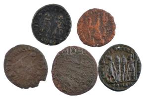 Római Birodalom 5db-os bronz érmetétel a III-IV. századból T:2-,3 Roman Empire 5pcs bronze coin lot from the 3rd-4th century C:VF,F