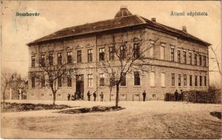 Dombóvár, állami népiskola. Vasúti levelezőlapárusítás 9169.
