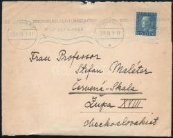 1929 Sven Hedin (1865-1952) svéd felfedező autográf megcímzett levélborítékja