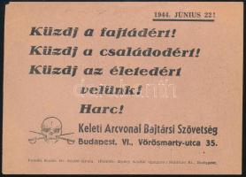 1944 Keleti Arcvonal Bajtársi Szövetség hungarista röplap