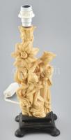 Amlicare Santini: Kínai figurális lámpa, porított márvány, jelzett, szerelék cserére szorul, nem működik, kopott, h: 37,5 cm