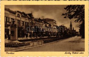 1944 Munkács, Mukacheve, Mukacevo; Horthy Miklós utca / street + "1894-1944 Kossuth Lajos halálának 50. évfordulója" So. Stpl