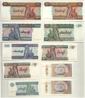 Mianmar DN (1994-1997) 50p-100K (10x) T:I,I- Myanmar ND (1994-1997) 50 Pyas - 100 Kyats (10x) C:UNC,AU Krause P#68-74