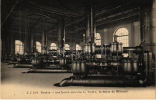 Geneva, Geneve; Les forces motrices du Rhone, Intérieur du Batiment / The Driving Forces of the Rhone, Interior of the Building, engine room