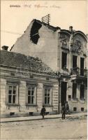 Zimony, Semlin, Zemun; Glavna ulica / Első világháborúban szétlőtt épület a fő utcában / WWI destroyed building on the main street