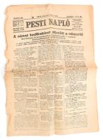 1918 Pesti Napló 1918. okt. 19., 69. évf. 245. szám, a címlapon a német kabinet válaszáról szóló cikkel, két lapot felvágtak, és a széleken szakadozottak, 8 p.
