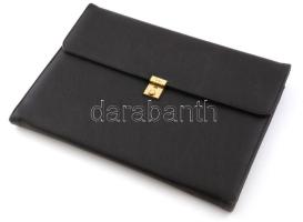 Fekete bőr irattartó táska, aktatáska, 36x26 cm