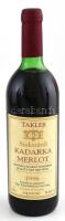 1998 Takler Szekszárdi Kadarka - Merlot, bontatlan palack száraz vörösbor, 12.4 %, pincében szakszerűen tárolt, 0,75 l.