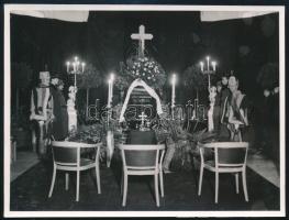 cca 1940 Katonai temetés, 3 db fotó Horváth egri műterméből, 12,5×17 cm