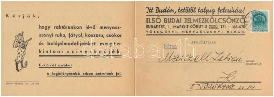 1940 Első Budai Jelmezkölcsönző kinyitható reklámlapja. Budapest, Margit körút 3. / Hungarian Costum...