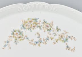 Régi cseh tortatál, matricás porcelán, jelzés nélkül, kopásokkal, d: 38,5cm