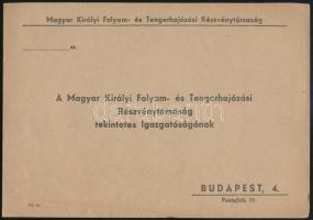cca 1920-40 MFTR Magyar Királyi Folyam- és Tengerhajózási R. fejléces borítékja, 16x23 cm