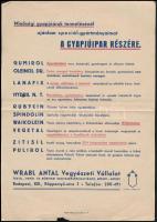cca 1940 Wrabl Antal vegyészeti Vállalat, Bp., XIII., Röppentyű-utca3, reklám szórólapja, hajtásnyommal, lapszéli kisebb sérüléssel, 29,5x21 cm