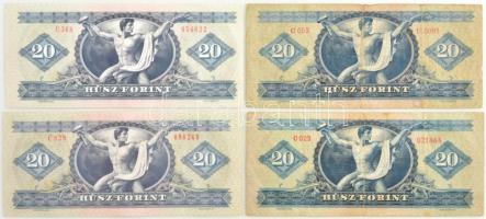 1949. 20Ft + 1957. 20Ft + 1975. 20Ft + 1980. 20Ft T:III-,III-, III szép papír, II