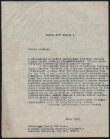 1927 Makay Pál a Népszövetség (Nemzetek Szövetsége) főtitkárság magyar tisztviselőjének levelének 2 db gépiratos másolata Hevesy Pál (Paul de Hevesy, 1883-1988) magyar diplomata,1927-1931 között miniszter rezidensként a magyar delegáció vezetője a Népszövetségnél, amelyben megkéri közbenjárását a Külügyminisztériumnál a Pfeiffer Ferdinánd cégnél adósság törlesztése ügyében, hajtásnyommal,