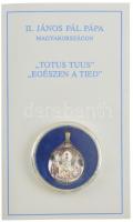 1991. "II. János Pál pápa Magyarországon" kétoldalas Ag emlékérem füllel, előlapján 2db ru...
