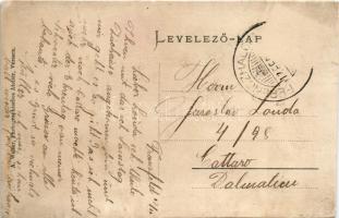 1912 Ferenchalom, Franzfeld, Kacarevo; Gasthaus Merkel, Schule, Gemeindehaus, Post / Merkel vendéglő...