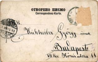 1901 Mostar, Gymnasium, Hauptstrasse / grammar school, main street. Art Nouveau, floral (Rb)