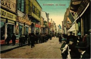 1912 Bucharest, Bukarest, Bucuresti, Bucuresci; Str. Lipscani / street view, shops (r)