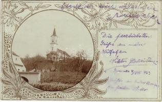 1903 Romosz, Szászromosz, Rumes, Romos (Szászváros); evangélikus templom / Lutheran church. Art Nouveau, floral, photo (EK)