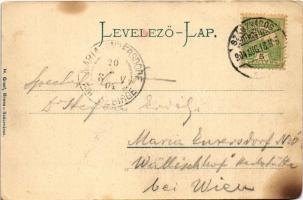 1904 Szászváros, Broos, Orastie; tér. Montázs koldussal és hölgyekkel. H. Graef kiadása / square. Mo...