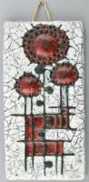 Retró virágos kerámia fali kép, jelzés nélkül, hibátlan, 27x14 cm