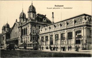 Budapest VI. Nyugati pályaudvar, villamos, autó