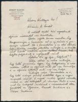 Klausz Ernő / Ernest Klausz (1894 - 1970) festő, díszlettervező két autográf levele, az egyik azáltala alkalmazott vetített díszletes lejárás magyarországi bevezetéséről.