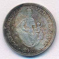 1939. 2P Ag "Madonna" T:1-,2 patina  Adamo P7