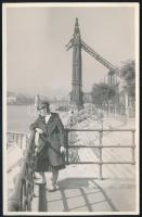 1945 Bp., a felrobbantott Szabadság híd, fotó, 14x9 cm