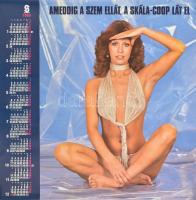 1983 Skála-Coop erotikus retro reklám naptár plakát, ofszet, papír, feltekerve, 67x67 cm