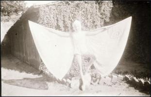 Balett-táncos lány pillangójelmezben, fotónegatív, 9x6 cm