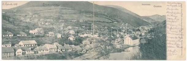 1909 Oravicabánya, Oravica, Oravicza, Oravita; Panorama / látkép. Weisz Félix kiadása. 2-részes kihajtható panorámalap / general view. 2-tiled folding panoramacard (r)