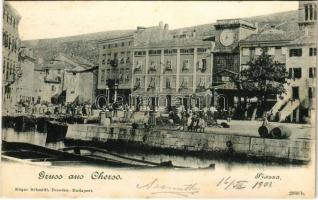 1902 Cres, Cherso; Piazza / quay square