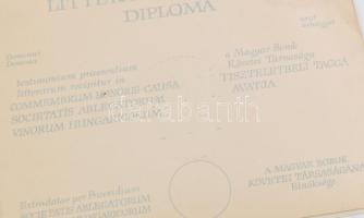 cca 1975 A Magyar Borok Követei Társaság kitöltetlen, fémplakettes diplomája