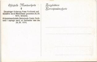 Üdvözlet az 1914. júniusi (jimiusi) nagy hadgyakorlatokról Serajevo (Szarajevó) mellett. Ferenc Józs...