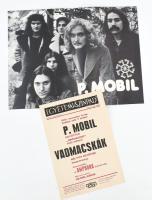 1973 A P. Mobil Együttes plakátja, hajtva és az Egyetemi Színpadon tartott koncertjének műsorlapja, 27,5×36 cm