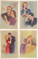 10 db RÉGI motívum képeslap vegyes minőségben: szerelmes párok / 10 pre-1945 motive postcards in mixed quality: couples in love