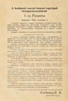 1956 A budapesti szovjet katonai egységek várparancsnoka, Grebennyik K. gárdavezérőrnagy 1. sz. parancsa, 1956. november 6-án a fegyverek kötelező leadásáról, az éjszakai kijárási tilalomról, a szovjet járőröknek való kötelező engedelmességről, a munka felvételéről, röplap